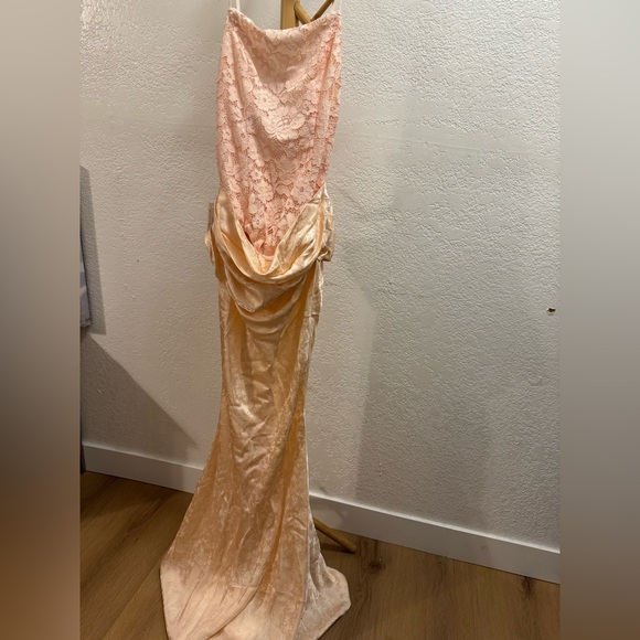 Karissa Gown in Peach Lace Dress - Picture 4 of 6